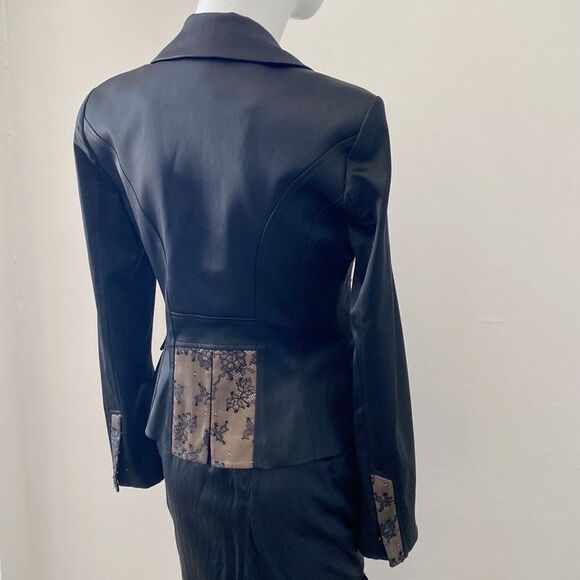 Vintage Y2K 00s Marciano Black w Lace-Accent Matching Blazer & Corset Set - Picture 3 of 14